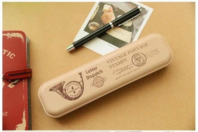 Retro Pen Tin Box Pencil Case Metal Container Candy Storage