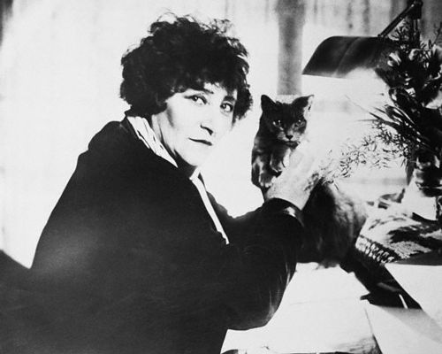 French Author Sidonie Gabrielle Colette with Cat